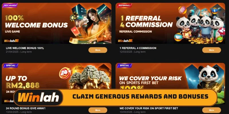 Claim generous rewards and bonuses at Winlah securely