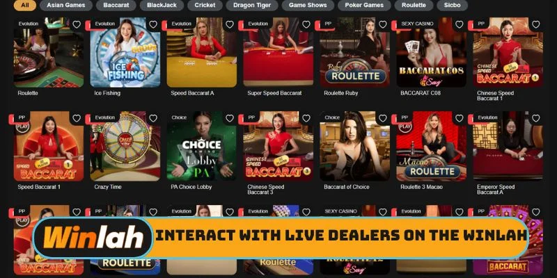 Interact with live dealers on the Winlah digital platform
